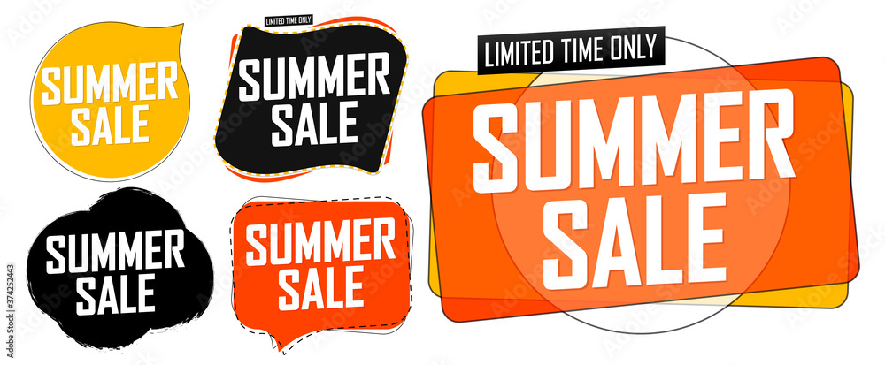 Obraz premium Set Summer Sale banners, discount tags design template, vector illustration