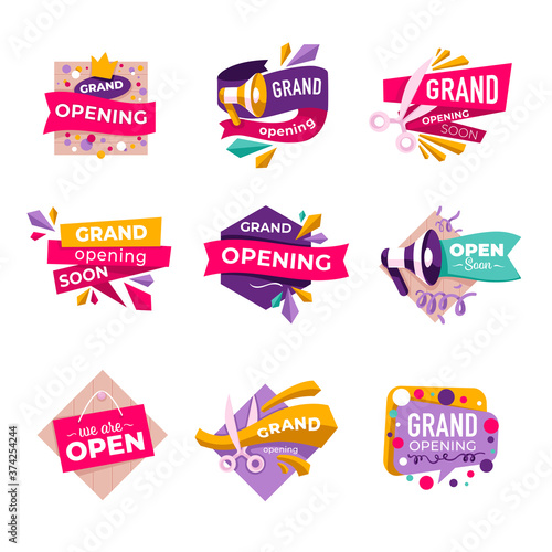 Grand opening soon, announcement of new shops vector