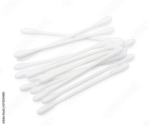 Cotton swabs on a white background