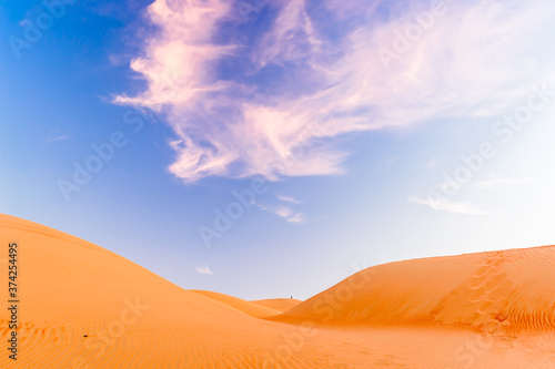 Amazing sand dunes and sky in Liwa of UAE