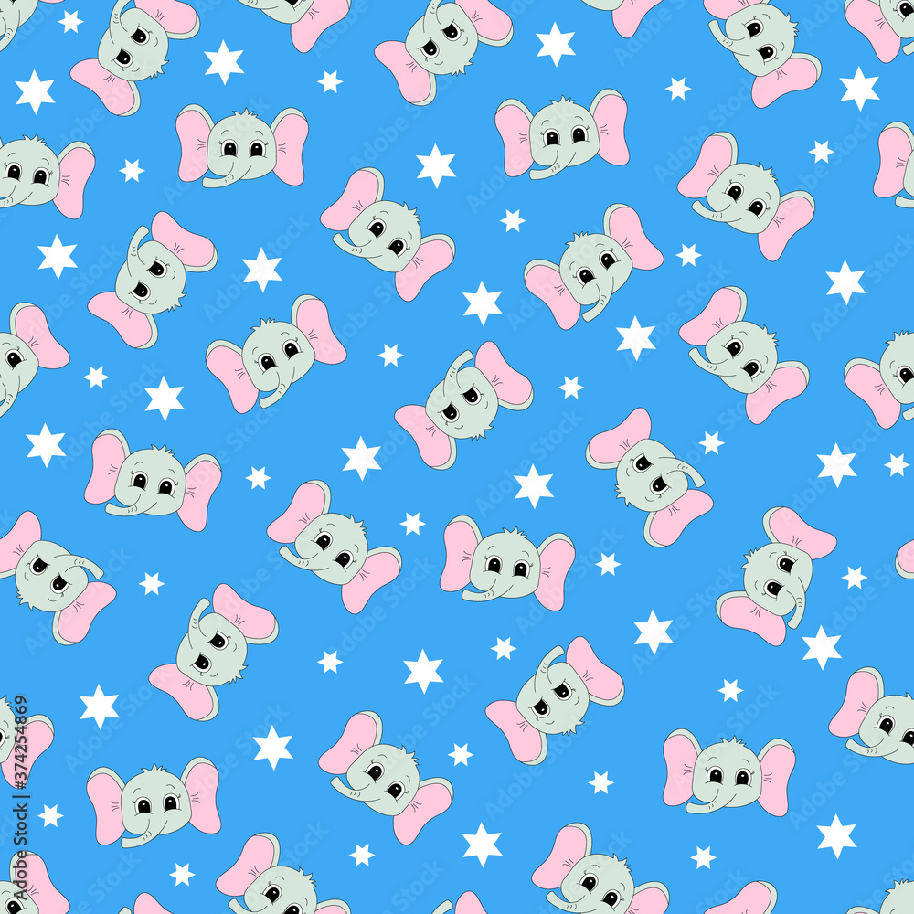 Seamless pattern with cartoon elephant. Vector illustration. Seamless pattern with cartoon elephant. Vector illustration.