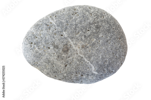 Isolated peble stone cut out on white background in extreme resolution and macro detail. © Garmon