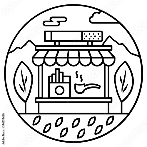 
design of tobacco shop, cigarette on building 

