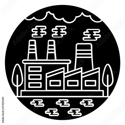 
Building with chimney depicting factory outlet icon in sold style
