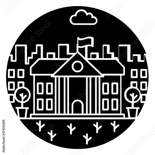 
A government building, embassy icon in solid style 
