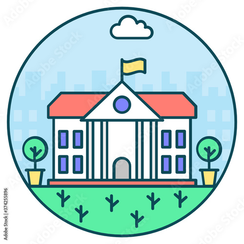 
A government building, embassy icon in flat style 
