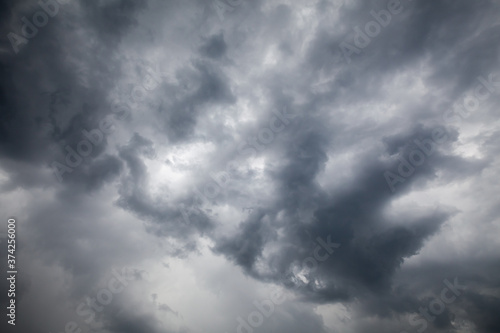 Dramatic sky with dark stormy clouds, abstract photo