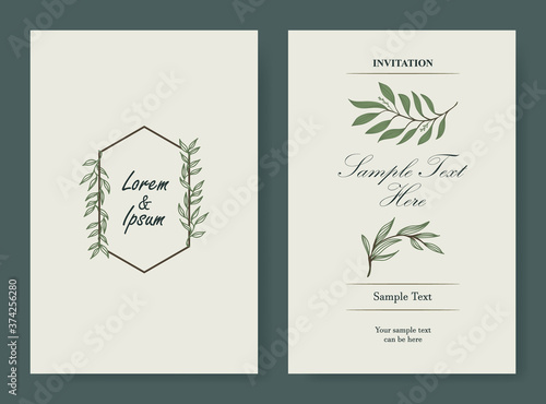 wedding card layout design template. floral wedding card 