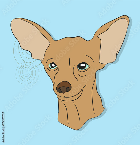 vector illustration of a portrait of a dog on a bright background