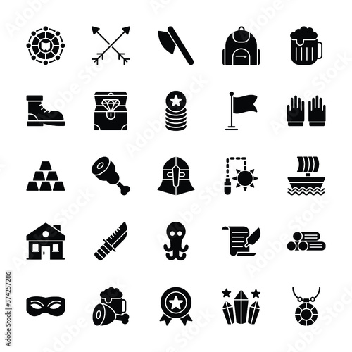 Viking Elements Glyph Vector Icons 