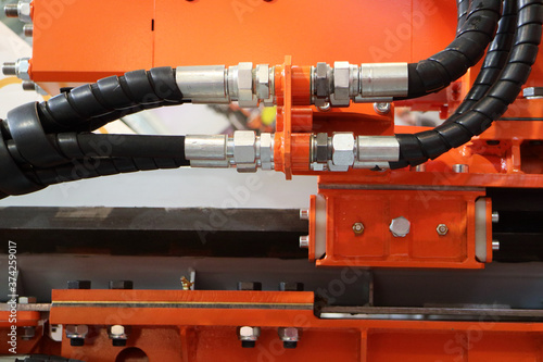 Image of the hydraulic system of industrial drilling equipment.