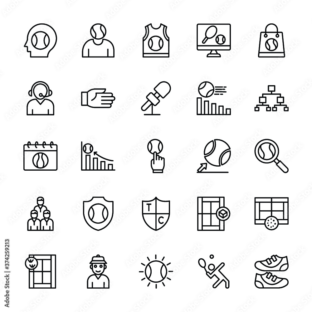 Tennis Outline Vector Icons Tennis Outline Vector Icons