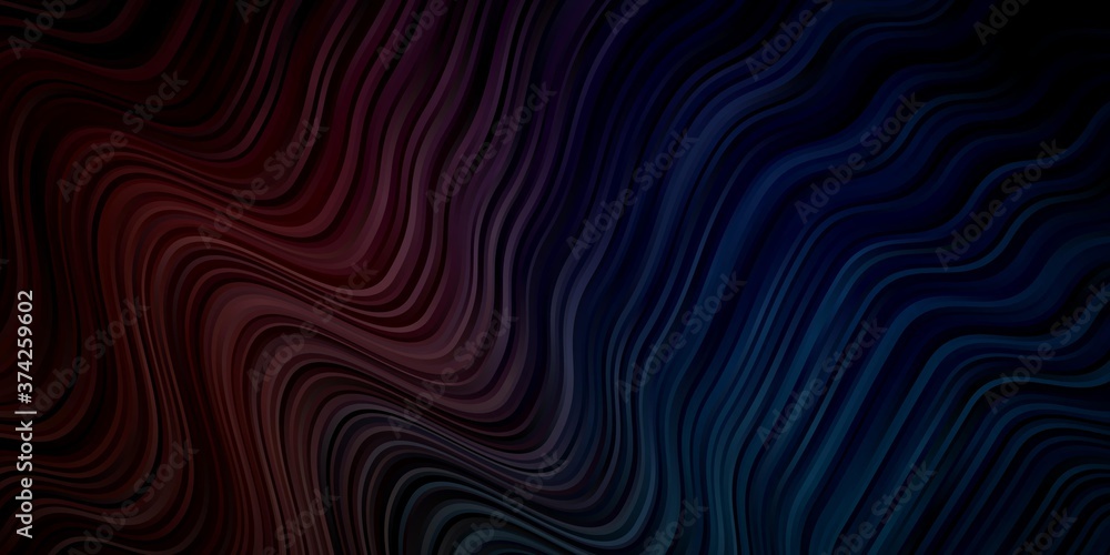 Dark Blue, Red vector background with curves. Colorful abstract illustration with gradient curves. Pattern for busines booklets, leaflets