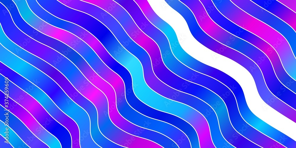 Fototapeta premium Light Pink, Blue vector backdrop with curves. Bright illustration with gradient circular arcs. Template for cellphones.