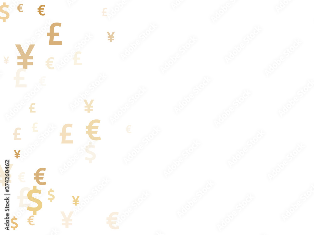 Euro dollar pound yen gold symbols flying currency vector background. Business concept. Currency 