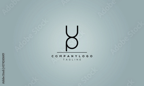 UP PU Abstract initial monogram letter alphabet logo design