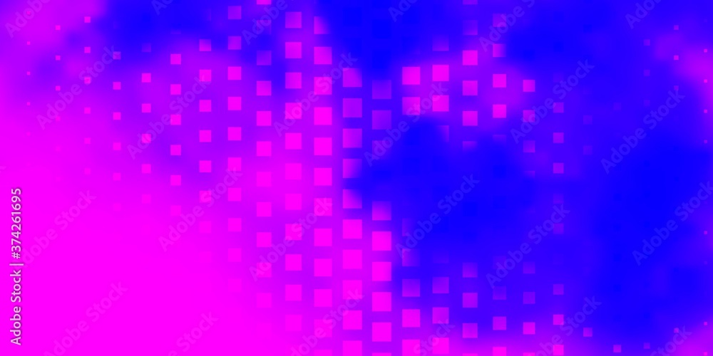 Light Purple, Pink vector layout with lines, rectangles. Rectangles with colorful gradient on abstract background. Pattern for commercials, ads.