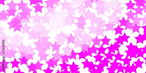Light Purple, Pink vector template with neon stars. Shining colorful illustration with small and big stars. Pattern for websites, landing pages.