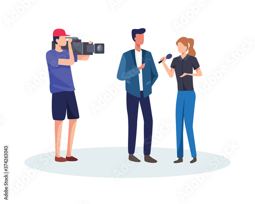 Journalists take interview