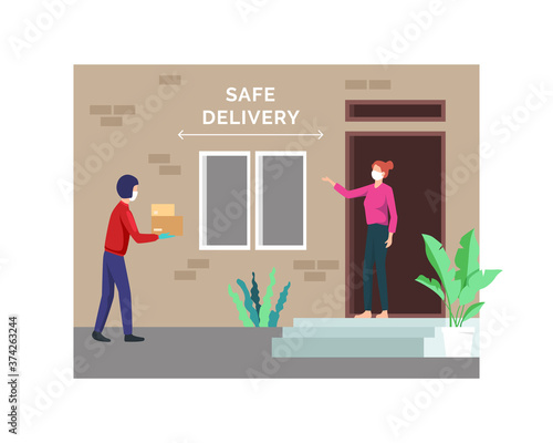 Contactless delivery concept illustration