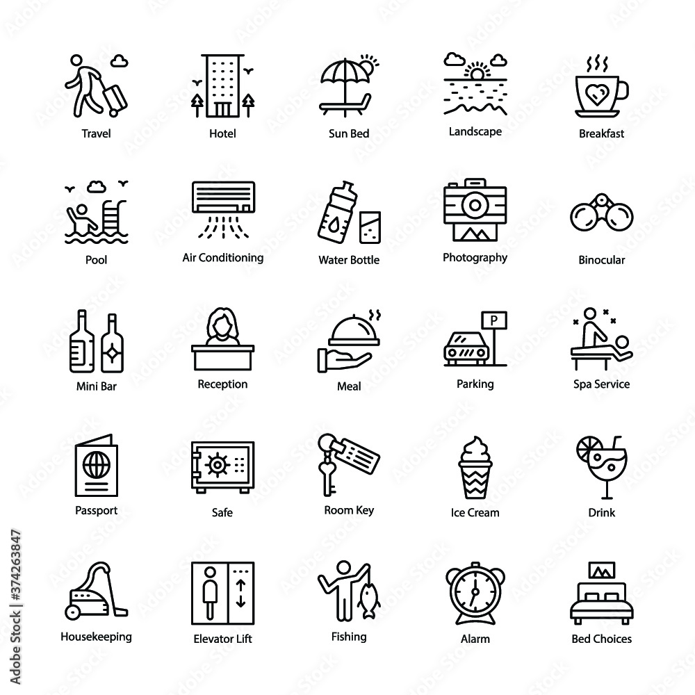 Travel Line Vector Icons Travel Line Vector Icons