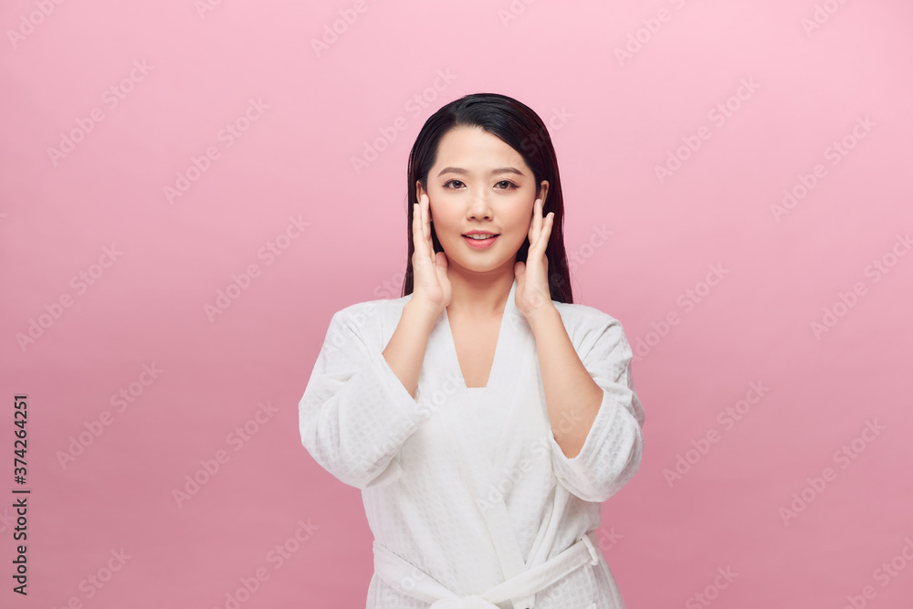 attractive asian woman skin care image on pink background attractive asian woman skin care image on pink background
