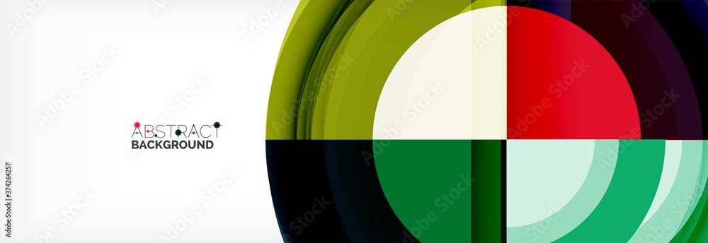 Round shapes, triangles and circles. Modern abstract background
