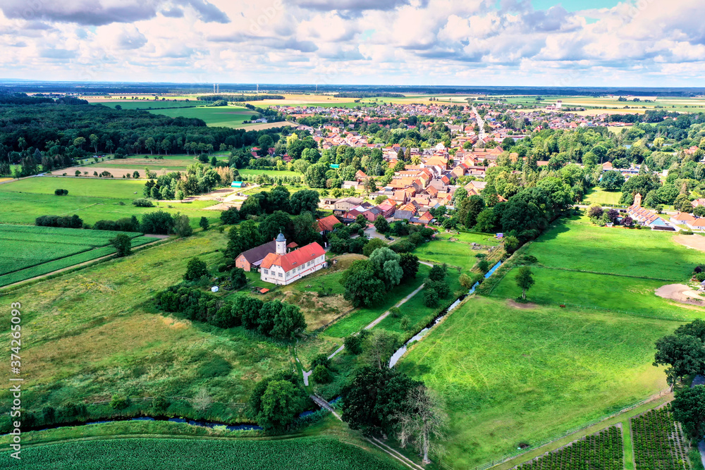 view of the village Brome in the county of Gifhorn, Germany, from above