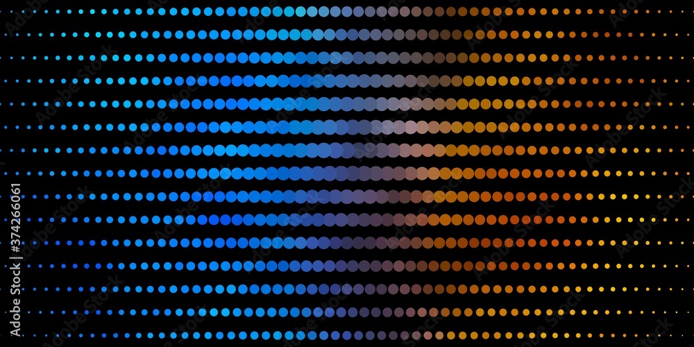 Obraz premium Dark Blue, Yellow vector backdrop with dots. Abstract colorful disks on simple gradient background. New template for a brand book.