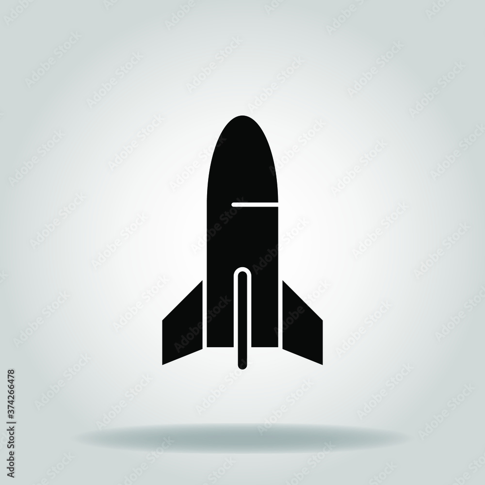 Fototapeta premium Logo or symbol of rocket icon with black fill style 