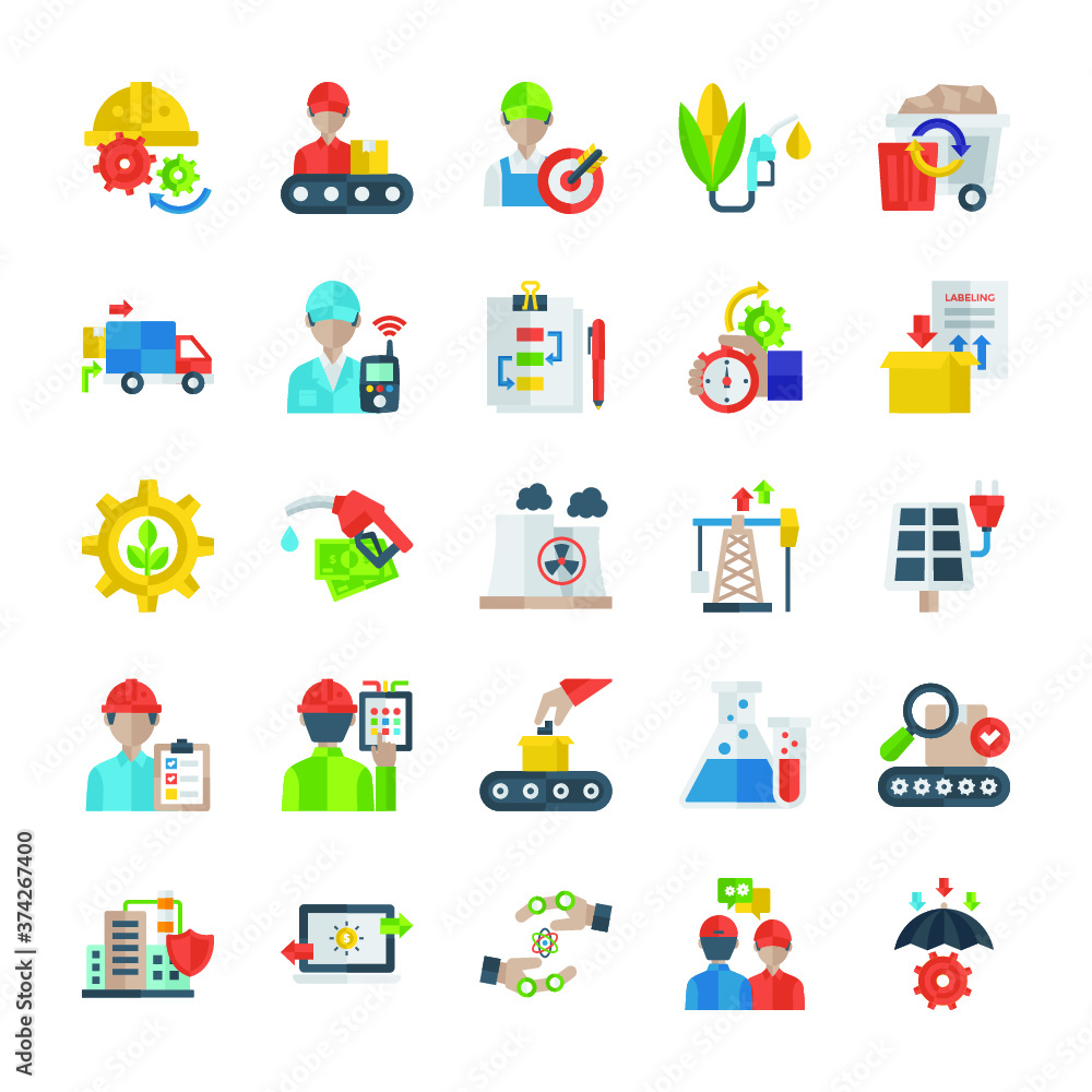 Industrial Management Flat Icons 