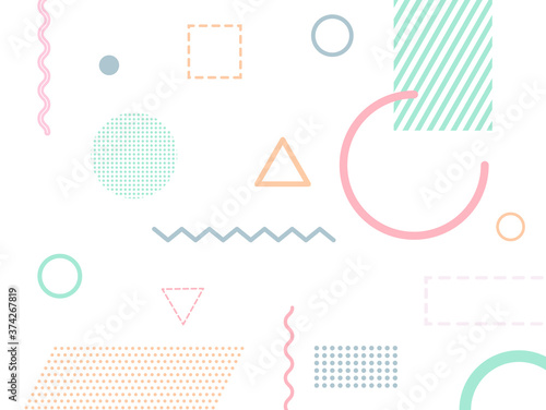 Abstract geometric background, Memphis style design background template graphics, colorful geometric shapes pattern