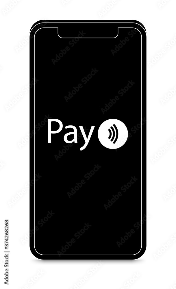 Illustration eines Smartphones mit dem man kontaktlos bezahlen kann Illustration eines Smartphones mit dem man kontaktlos bezahlen kann