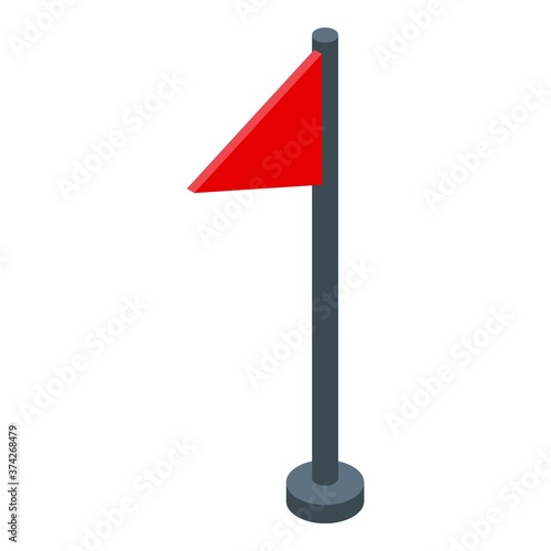 Driving school red flag icon. Isometric of driving school red flag vector icon for web design isolated on white background