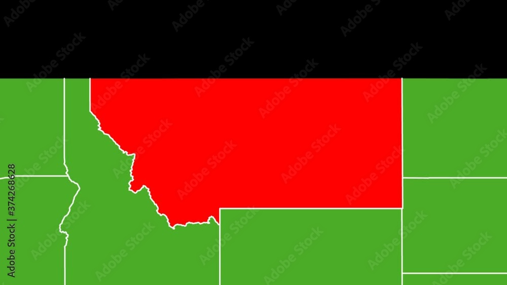 モンタナ州の位置がアップになって赤く表示されます。背景はアルファチャンネル(透明)です。 Stock ビデオ Adobe Stock