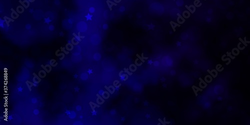 Dark Purple, Pink vector background with circles, stars. Colorful disks, stars on simple gradient background. Texture for window blinds, curtains.