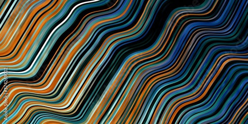 Light Blue, Green vector pattern with lines. Colorful geometric sample with gradient curves.  Pattern for commercials, ads.