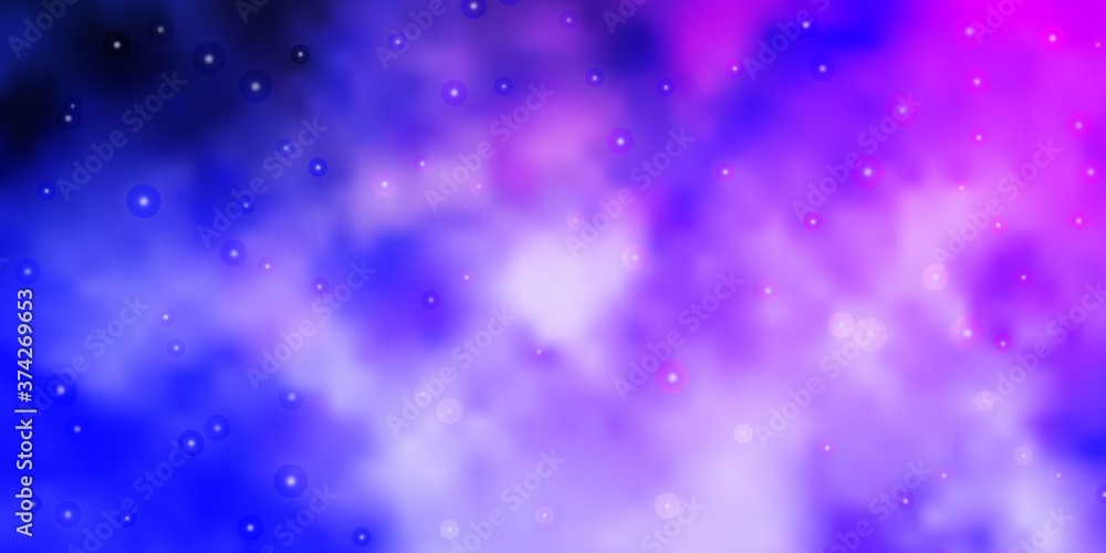 Fototapeta premium Light Pink, Blue vector background with small and big stars. Decorative illustration with stars on abstract template. Best design for your ad, poster, banner.