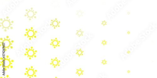 Light Yellow vector background with covid-19 symbols.