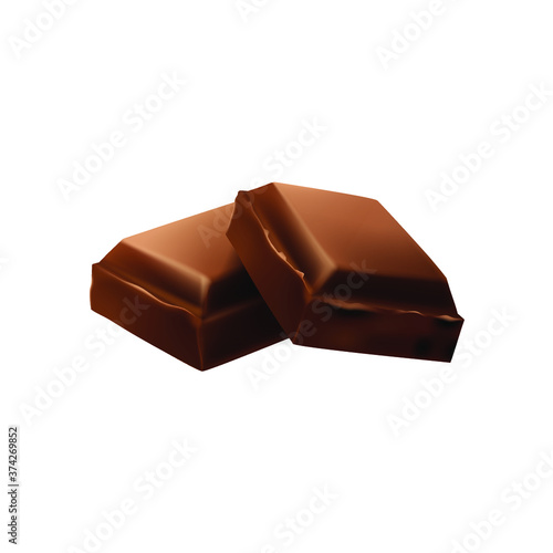 Two chocolate piece square vector and png isolated on white background 