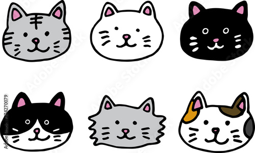 6 different cat face icons