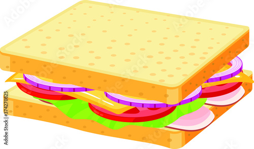 Sandwich with cutlet and omelette. Design template for promo, menu, flyer.