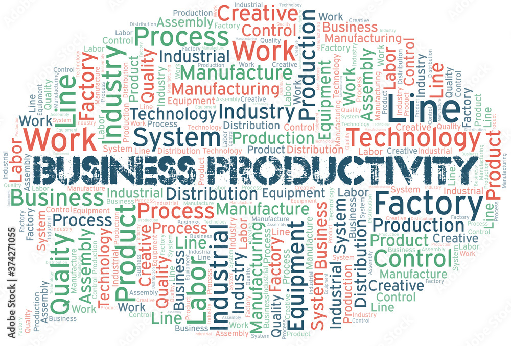 Business Productivity word cloud create with text only.