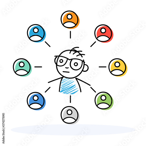 
Affiliate marketing vector, person with personal contacts illustration 
