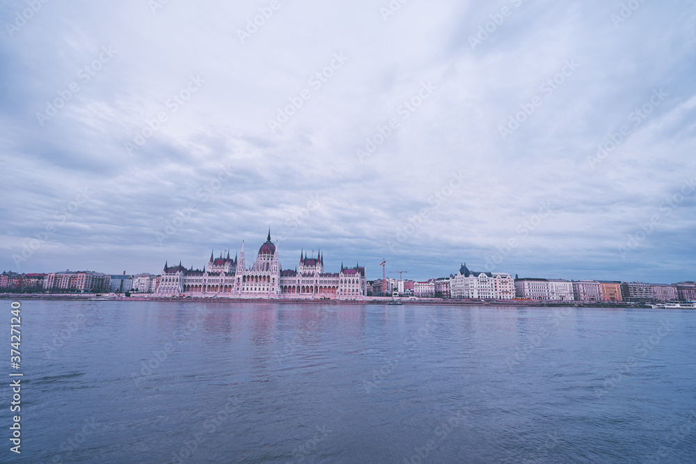 The Hungarian Parliament Building on the bank of the Danube in Budapestю