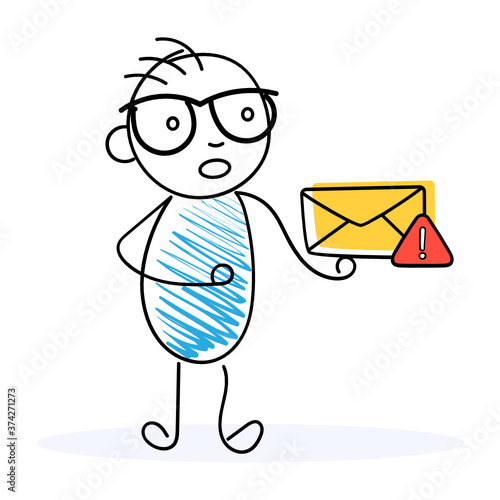 
An electronic email alert, vector of receiver message in trendy drawing style 
