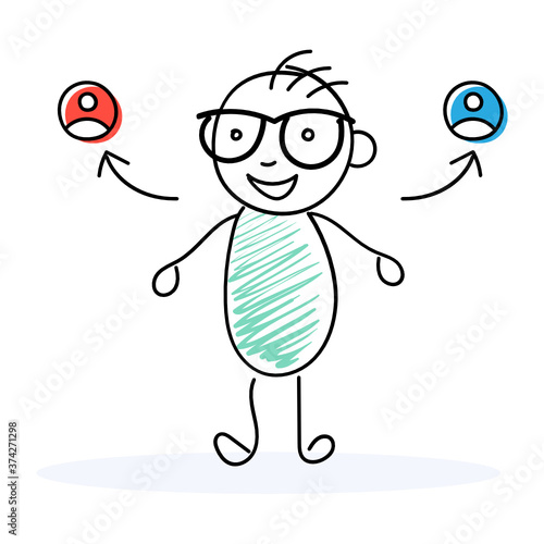 
An illustration design of employee swipe concept, cute cartoon showing resource exchange vector 
