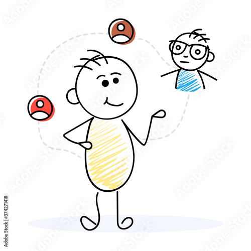 
Hr strategy illustration, concept of resource swipe in trendy flat style 
