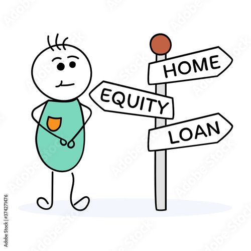 
Home equity loan vector, direction post in modern editable style  

