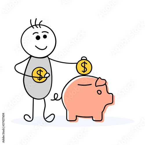 
Piggy bank in flat style, saving or accumulation of money 
